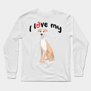 I Love My Fawn & White Whippet Dog Long Sleeve T-Shirt